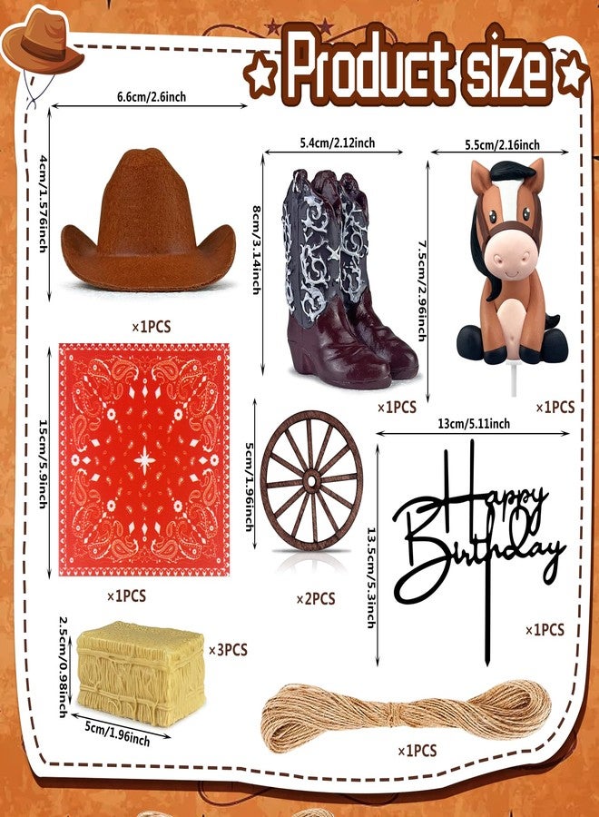 KEEPARTY Cowboy Cake Decorations Cowboy Hat and Boot Cake Toppers Western Cowboy Cowgirl Birthday Baby Shower for Western Theme Party Favors Supplies (Brown) - Image 2